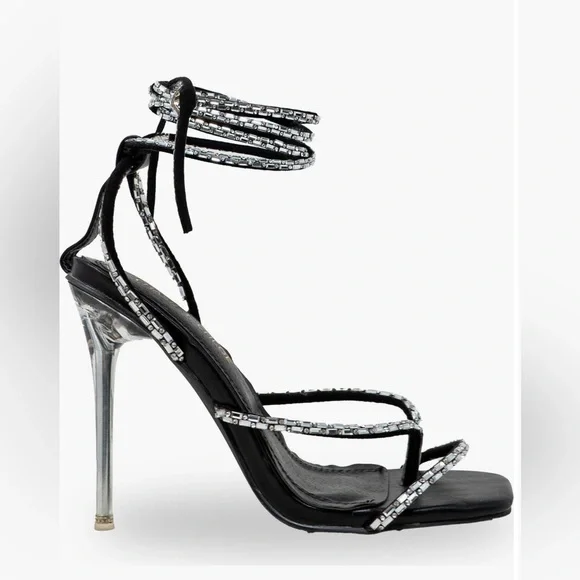 New! Chase & Chloe Elegant Black and Silver Women's Stilettos Size 9 - Picture 4 of 6